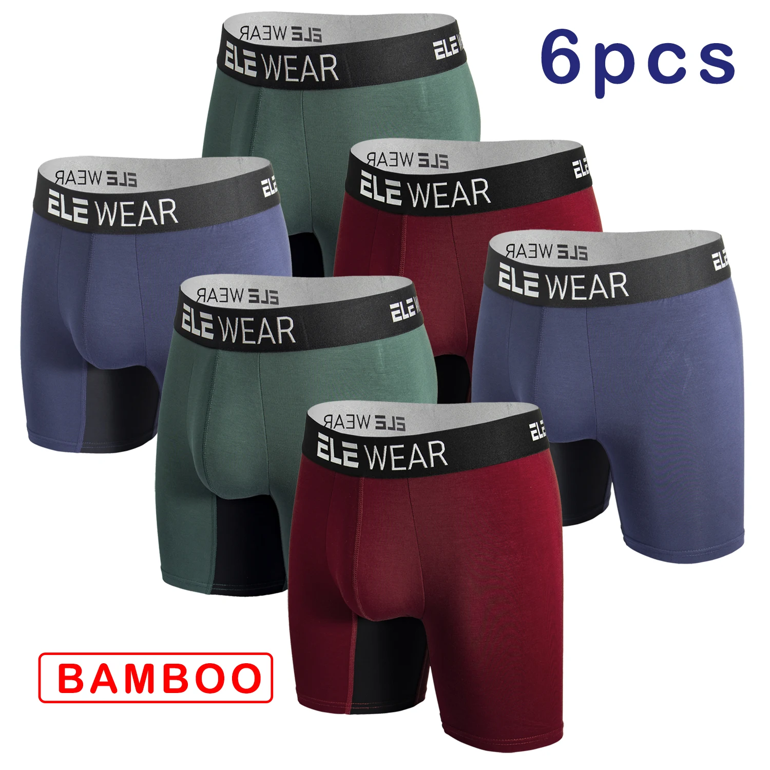 Bamboo Fiber Trunk - 6개입 대나무 소재 남성용 속옷, 통기성이