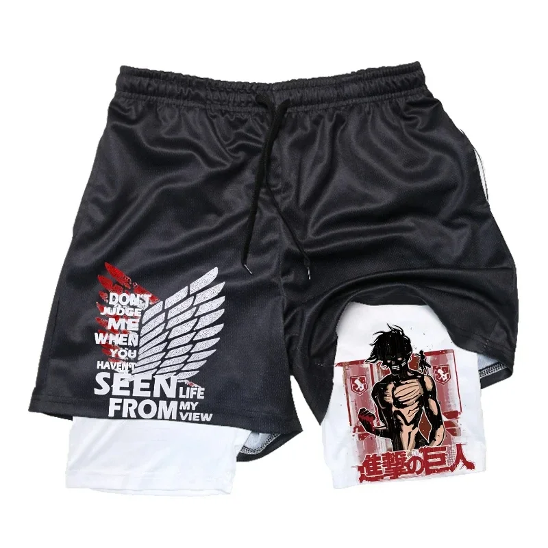 Anime Attack on Titan 2 in 1 체 - Compression Shorts Athletes 리뷰 및 가격